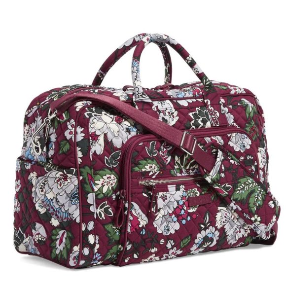 Vera Bradley Handbags - Vera Bradley Bordeaux Blooms Iconic Weekender Travel Bag